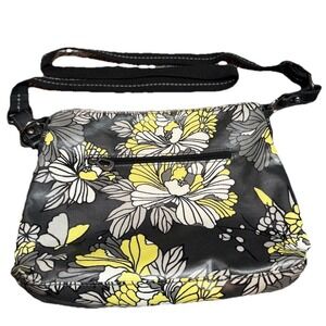 Sakroots Gray/Yellow Flower Blossom Crossbody Purse Canvas Excellent!